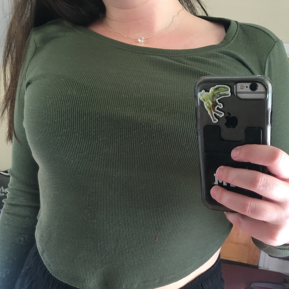 Green waffle knit longsleeve